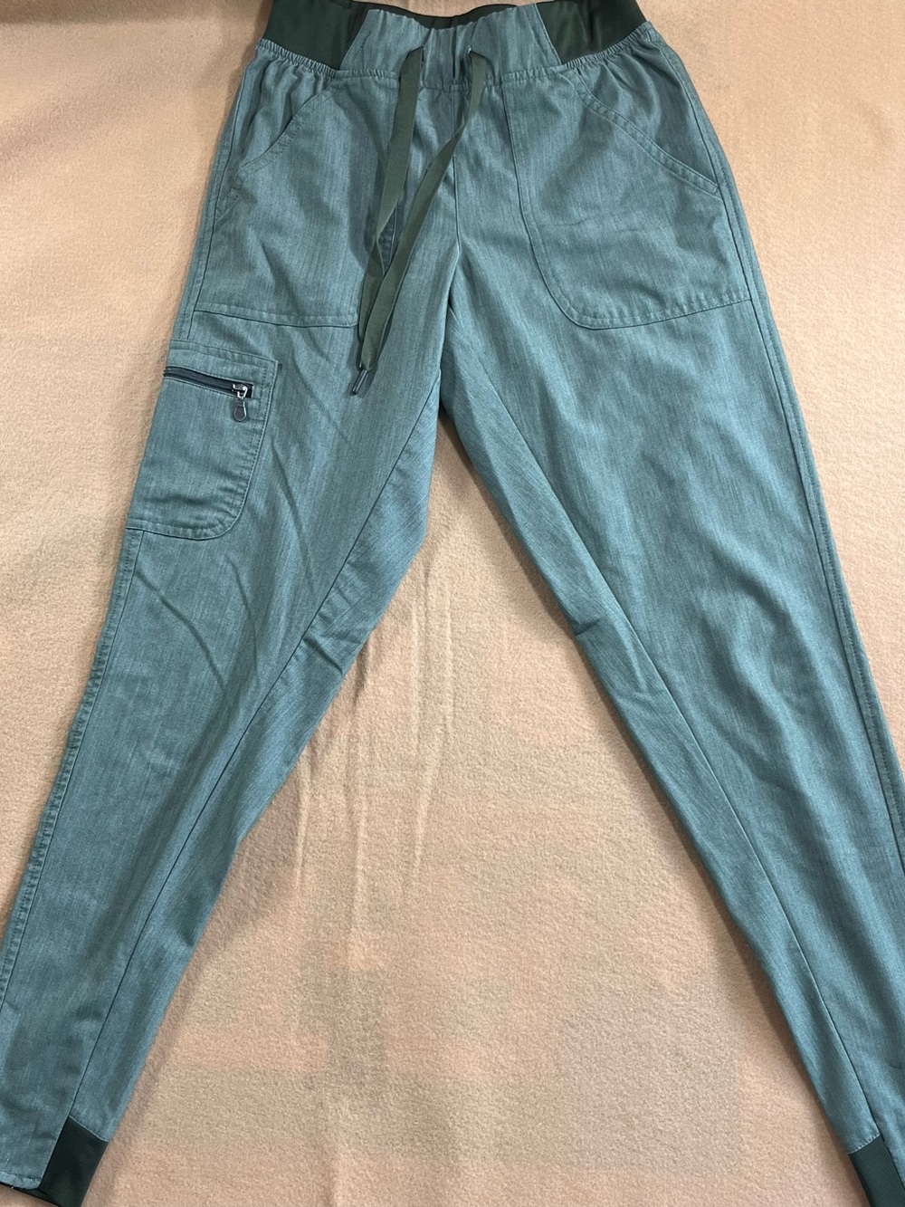 ADAR Pro Heather Scrub Pants Women’s XXS Teal Blue Yoga Jogger Cargo